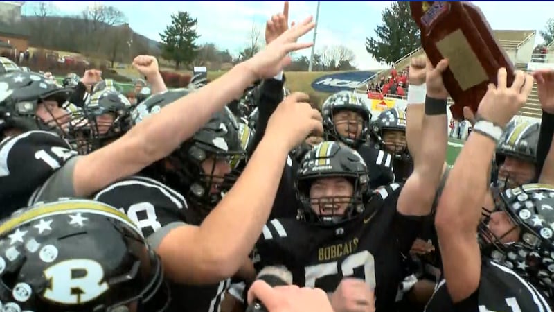 The 2023 Radford Bobcats celebrate their VHSL Class 2 football championship.