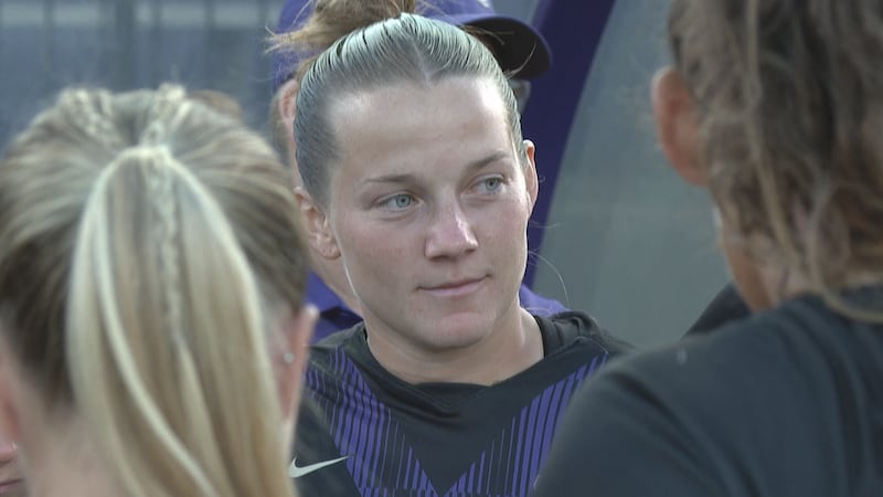James Madison senior Jamie Swartz before an NCAA women's college soccer game against Coastal...