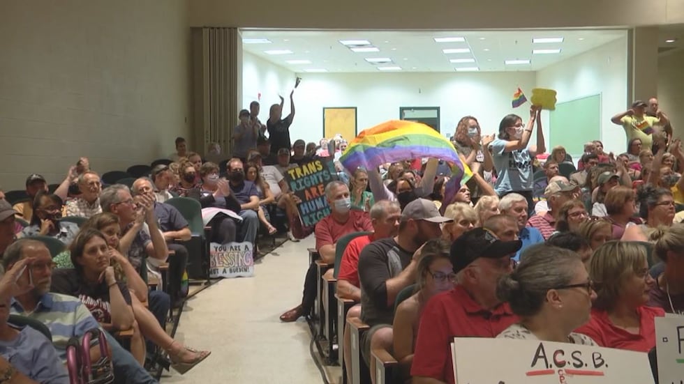 Crowds gathered at the Augusta County School Board meeting on July 29 to discuss policy...