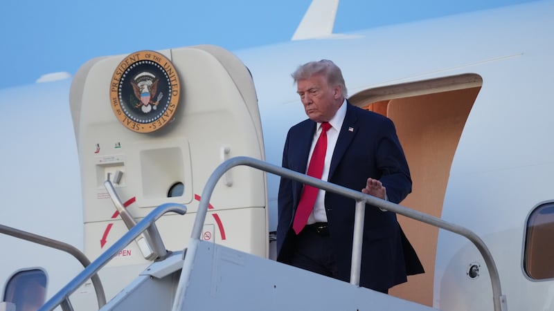 President Donald Trump arrives on Air Force One, Friday, June 5, 2026, at Morristown Airport...