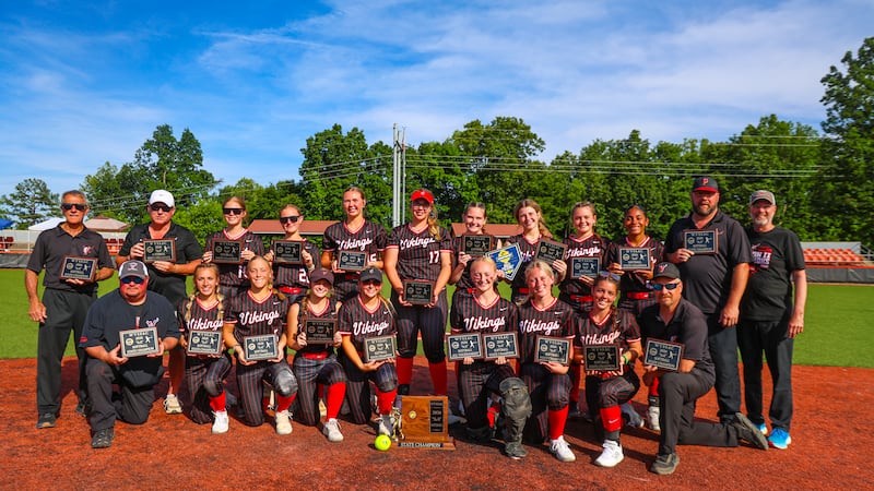 The Petersburg Vikings softball team after winning the WVSSAC Class AA Softball Championship