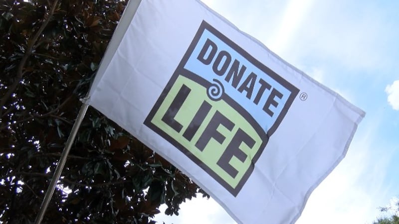 "Donate Life" flag on display in front of a home in Wilmington.