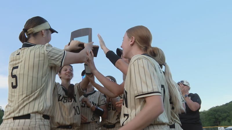 Buffalo Gap softball celebrating capturing the 2026 VHSL Region 1B Championship following a...