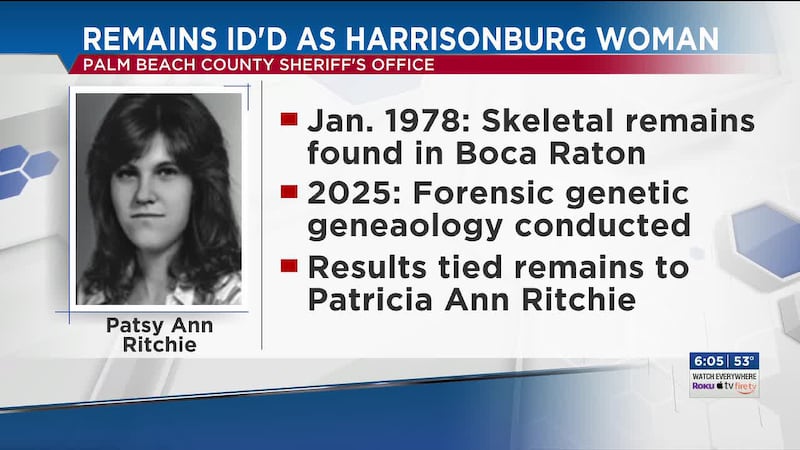 Human remains found almost 50 years ago identified as Harrisonburg woman