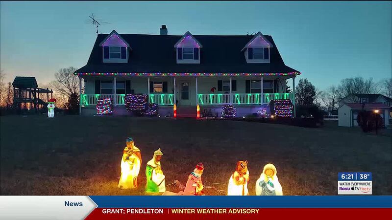 WHSV's Scott Kessler shows off his home holiday display.